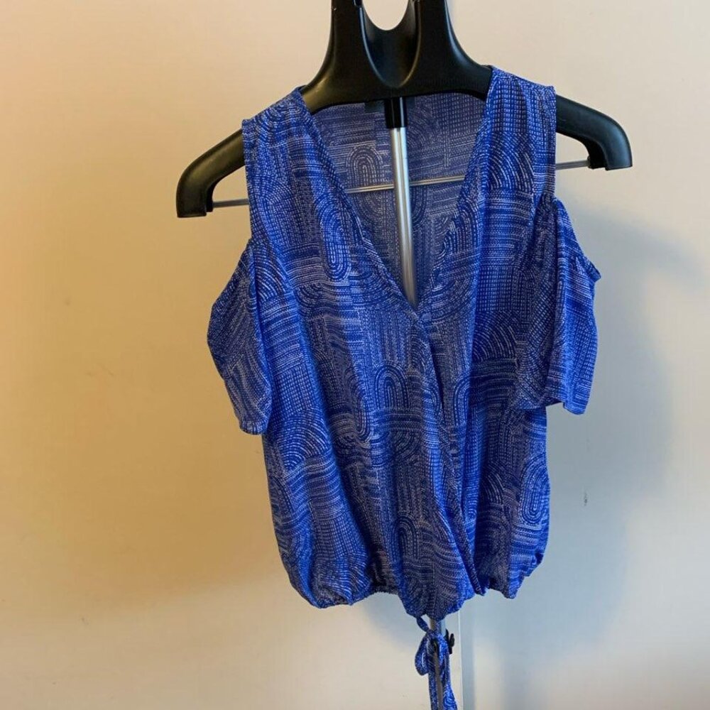 Veronica M  cold shoulder blue blouse